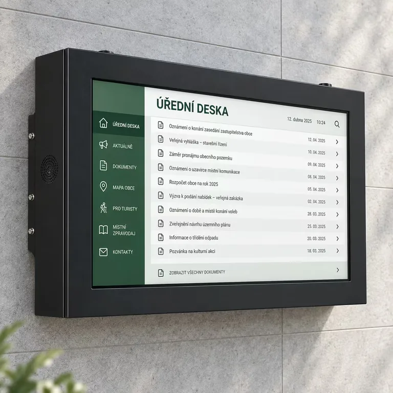 Vizualizace nástěnné digitální úřední desky
