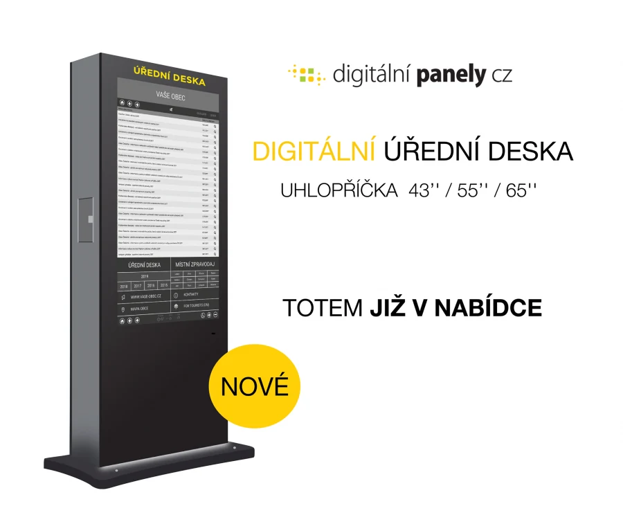 Novinka digitální úřední deska - oboustranný TOTEM